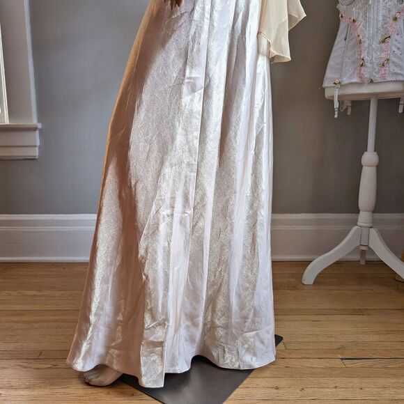 NWT Vintage 90s Let's Fashion Prom Gown Greek Goddess Cowl Gold Chiffon Size L - Picture 6 of 15